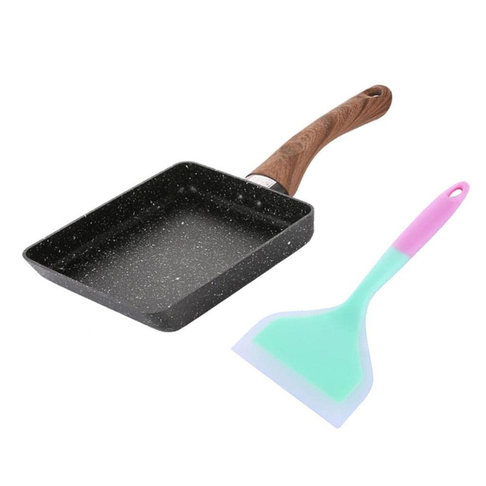 AAGAZA F Japanese Omelette Pan with Blue Spatula, Nonstick Omelet Pan Tamagoyaki Egg Pan