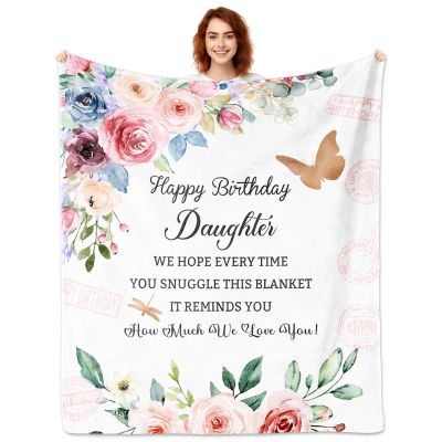 Tjovuzn Birthday Gifts for Daughter, Daughter Birthday Gifts Blanket 60"x50", Happy Birthday Gift for Daughters Adult, Birthday Gift for Daughters from Mom Dad, to My Daughter's Birthday Blanket
