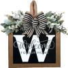 Last Name Year Round Front Door Wreath Front Porch Decoration 26 Letter Welcome Sign with Eucalyptus Garland and Bow Spring Wreaths for Front Door Outside Hanger GarlandW view 1