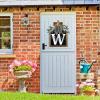Last Name Year Round Front Door Wreath Front Porch Decoration 26 Letter Welcome Sign with Eucalyptus Garland and Bow Spring Wreaths for Front Door Outside Hanger GarlandW view 3
