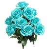 12 Aqua Blue 4" Open Roses Artificial Silk Wedding Flowers Bouquets Teal view 1