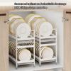 Dish Rack Over Sink Dish Drainer Rack Draining Rack Dish Drying Rack Cutlery Drainer with Drip Tray 2 Tier Stainless Steel Metal Home Multifunctional Pull-out Dripprevent Rust (Black,42.5X17X32cm) view 2