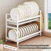 Dish Rack Over Sink Dish Drainer Rack Draining Rack Dish Drying Rack Cutlery Drainer with Drip Tray 2 Tier Stainless Steel Metal Home Multifunctional Pull-out Dripprevent Rust (Black,42.5X17X32cm) view 4