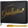 Frienda 2026 Graduation Guest Book Leather Guest Sign in Book with Pen Graduation Party Favors Congratulation Graduates Signature Books(Graduations,Black, Gold) view 1