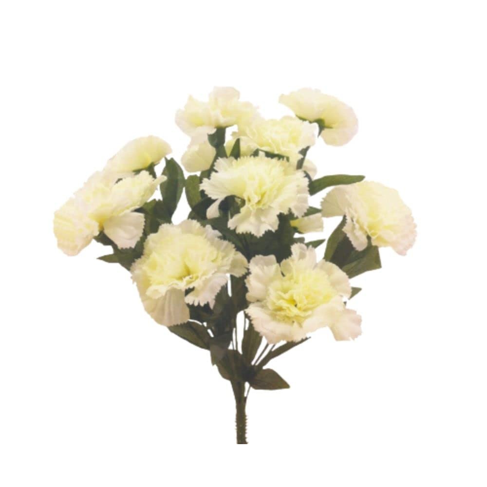 14 x Carnation Silk Flowers, 17" Bush, Artificial, Wedding Bouquet, Fake Faux (Cream/Ivory)