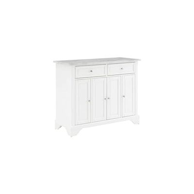 HomeStock Renaissance Rhapsody Kitchen Island with Durable Top and Optional Casters - Island/Cart, Versatile Storage Kitchen Island, Elegant Kitchen Cart White