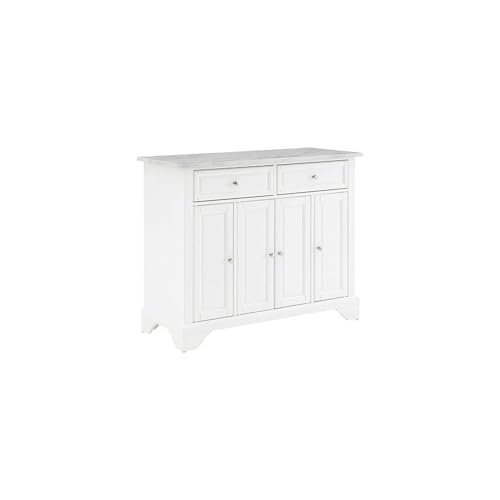 HomeStock Renaissance Rhapsody Kitchen Island with Durable Top and Optional Casters - Island/Cart, Versatile Storage Kitchen Island, Elegant Kitchen Cart White