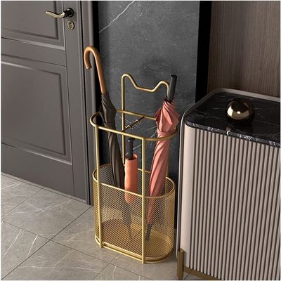 Bsetain Umbrella Storage Rack Umbrella Stands Rack Black Indoor Umbrella Holder, Elegant Corridor Entrance Decoration Family Umbrella Basket, Cane Cue Scroll Storage Basket (Color : Gold)