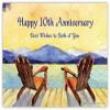 Happy 10th Anniversary Magnetic Greeting Card  Adirondack Chairs Design  5.5 x 4.25 inch Flexible Fridge Magnet with Self-Seal Envelope  SassyXpressions view 1