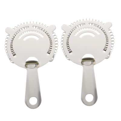 2pcs Stainless Steel Cocktail Strainers Ice Filtering Tools for Bar Use Comfortable Mixing Glasses for Home Bartending Easy to Clean