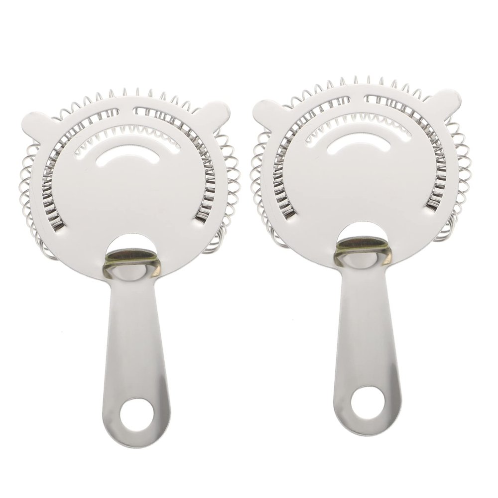 2pcs Stainless Steel Cocktail Strainers Ice Filtering Tools for Bar Use Comfortable Mixing Glasses for Home Bartending Easy to Clean