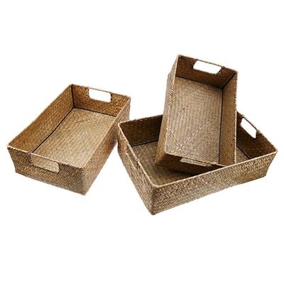 Cabilock Books Towels Rattan Storage Basket Woven Shelf Handwoven Wicker Basket Organizer Boxes Makeup Clothes Home Items Shelves Organizing Farmhouse Decor Books Towels