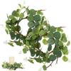 2Pcs Eucalyptus Wreath, 15x15cm Farmhouse Candle Holder Candle Ring Artificial Eucalyptus Garlands Small Spring Summer Wreath for Easter, Window, Home Decorations view 1