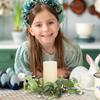 2Pcs Eucalyptus Wreath, 15x15cm Farmhouse Candle Holder Candle Ring Artificial Eucalyptus Garlands Small Spring Summer Wreath for Easter, Window, Home Decorations view 4