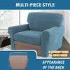 H.VERSAILTEX Multi-Pieces Chair Covers Stretch Couch Covers Form Fitted Seat and Back Cushions Covers (1 Seat Cover Plus 1 Back Cusion Cover, Bonus 2 Armrest Covers), Storm Blue view 3