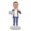 Custom Software Engineer Bobblehead - Personalized Tech Figurine for Men, Made from Your Photo, Coder with Computer, Handmade Clay Gift for Fathers Day Office Home Decor Collectible view 1