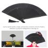 Cyrank Hand Fans for Women Foldable, Black Folding Hand Fan with Gift Box Silk Folding Fan with Bamboo Frames Cosplay Party Props Decoration Small Gift view 2