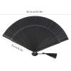 Cyrank Hand Fans for Women Foldable, Black Folding Hand Fan with Gift Box Silk Folding Fan with Bamboo Frames Cosplay Party Props Decoration Small Gift view 3