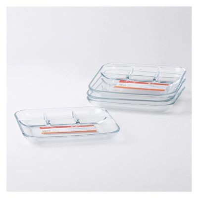 2Pcs Tempered Glass Divided Plates with 4 Compartments, Snacks Divided Plates for Adults (Size : 10")