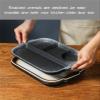 Divided Plates Tray, Rectangle Rustic Tableware Multi-grid Ceramic Plate for Household/Commercial Adult One-person Food Portion Plate My Plate (Color : D) view 3