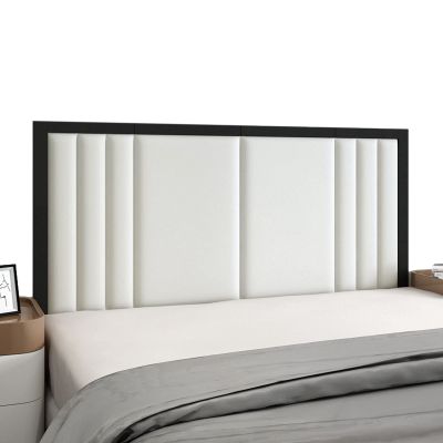 SOVORM Upholstered Headboard Wall Panel Self Adhesive Modern Minimalist Faux Leather Wall Panles for King, Full and Queen Bed (Color : White, Size : 180cm)