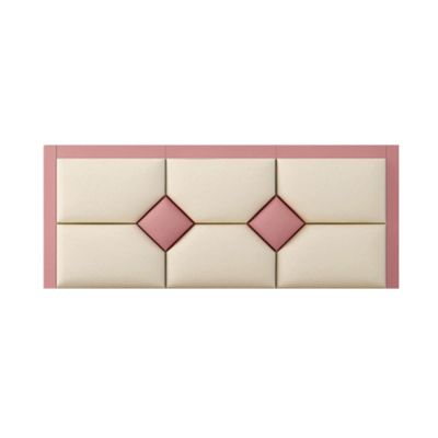 SOVORM Upholstered Wall Panel Dual Color Stitching Modern Geometric Faux Leathaire Headboard for Full, King and Queen,Self Adhesive Installation (Color : Pink, Size : 180cm)