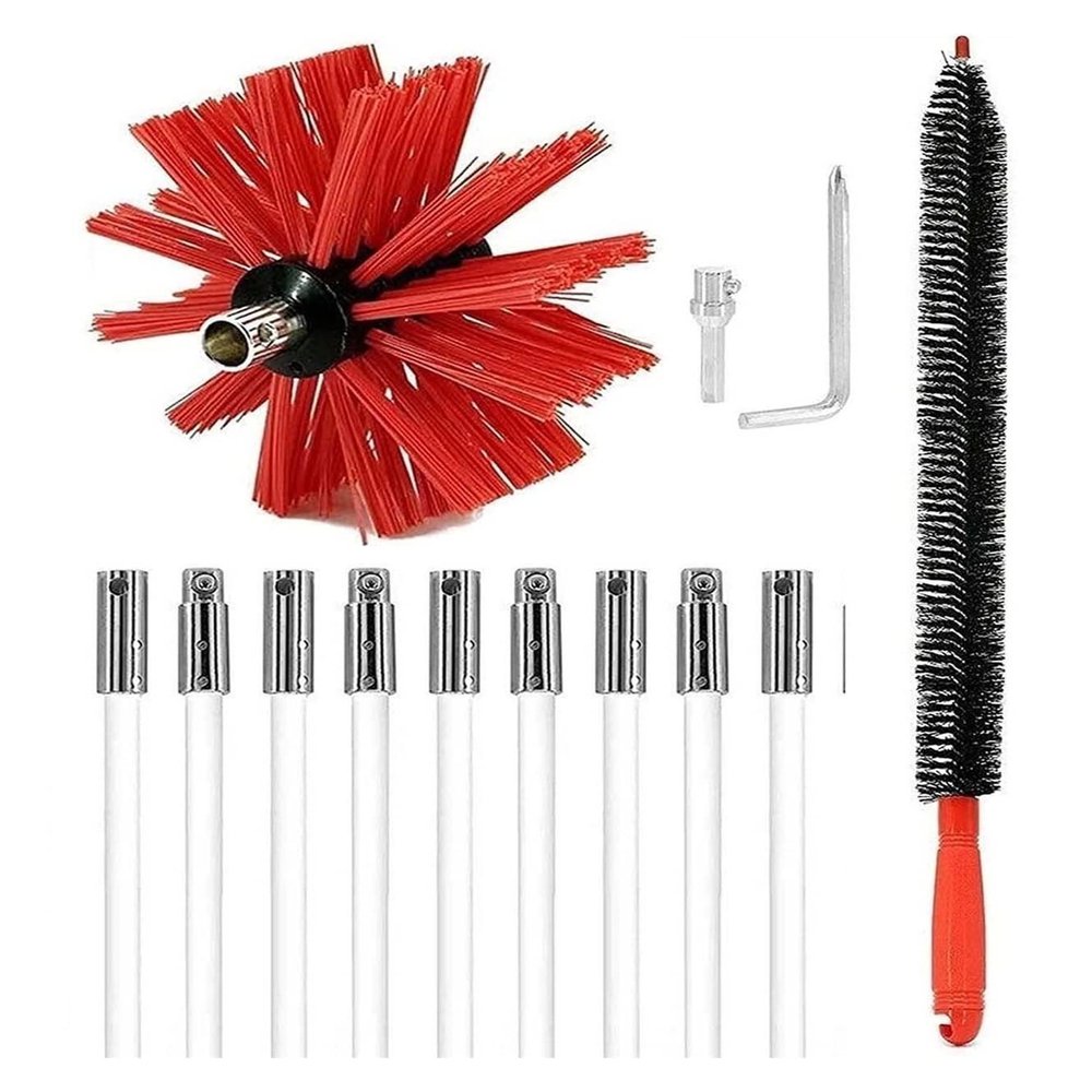 chimney sweep kit 30 FT Dryer Vent Cleaning Brush,Dryer Vent Cleaner Kit,Chimney Cleaning Brush Kit,Fireplace Chimney Brushes Kit,Dryer Duct Cleaning Kit,Use With Or Without A Power Drill ( Color : 9