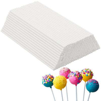 200Pcs 6 Inch White Paper Lollipop Sticks, Paper Sucker Sticks, Cake Pop Stick for Cake Toppers, Chocolate, Cookie, Rainbow Candy 