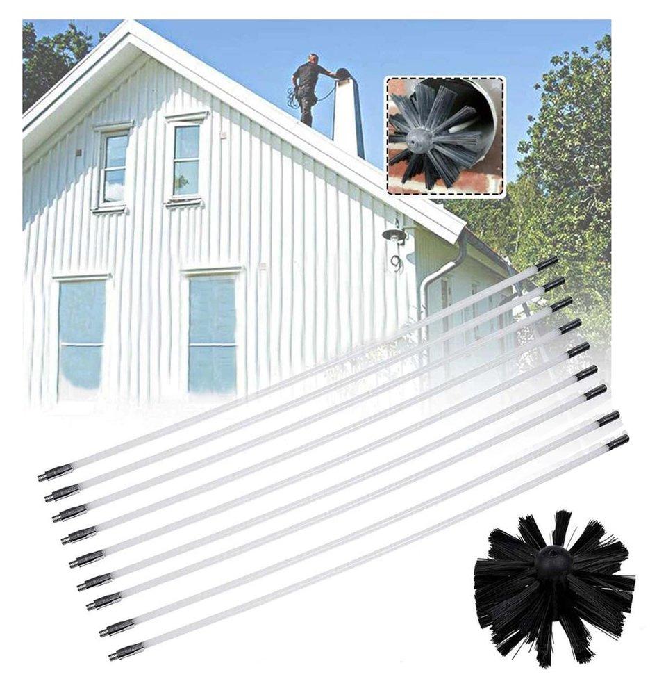 LIYUN Chimney Sweep kit Chimney Brush Rod Kit, Dryer Duct Cleaning Kit, Lint Remover,Extends Up to 12 Feet Synthetic Brush Head Vent Cleaning Kit Chimney Sweep Kit (Color : 9 Rods, Size : 610mm)