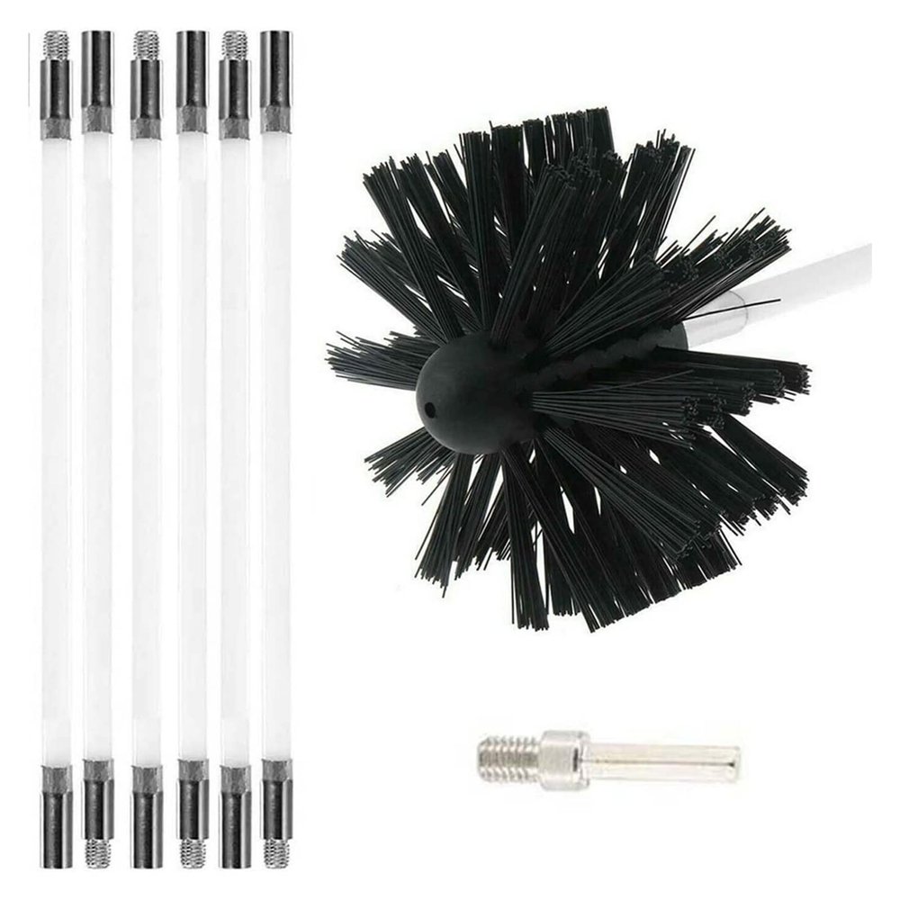 chimney sweep kit Chimney Brush Rod Kit , Dryer Duct Cleaning Kit, Lint Remover ,Synthetic Brush Head Vent Cleaning Kit Chimney Sweep Kit Includes 6/9/12/15 Flexible Rods ( Color : 6 Rods , Size : 410