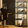 MoNiBloom 4-Tier Display Cabinet with Acrylic Doors - 55 Transparent Bamboo Display Case for Figures and Curio Collection, Floor Standing - Grey view 2