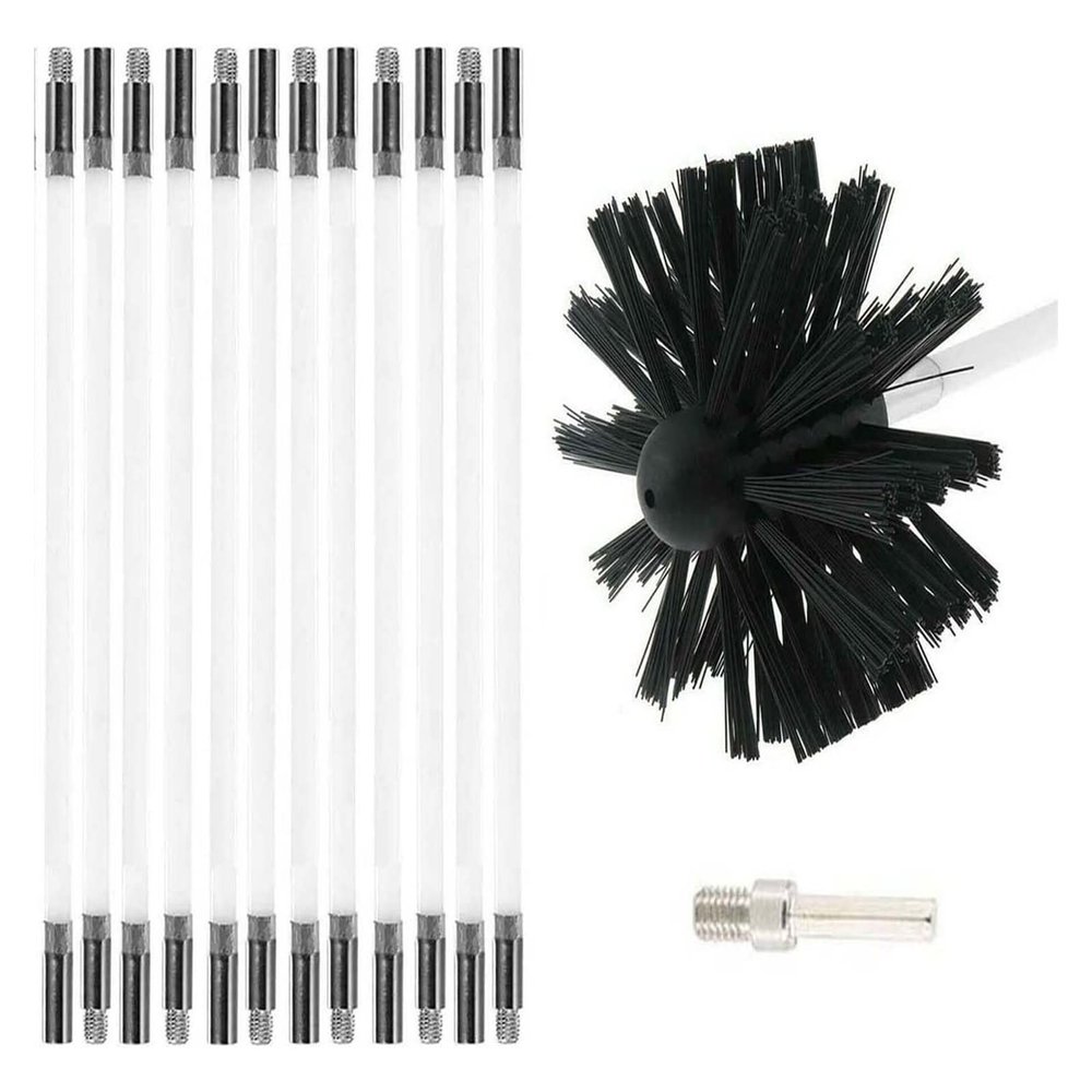chimney sweep kit Chimney Brush Rod Kit , Dryer Duct Cleaning Kit, Lint Remover ,Synthetic Brush Head Vent Cleaning Kit Chimney Sweep Kit Includes 6/9/12/15 Flexible Rods ( Color : 12 Rods , Size : 41