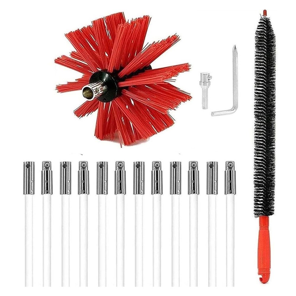chimney sweep kit 30 FT Dryer Vent Cleaning Brush,Dryer Vent Cleaner Kit,Chimney Cleaning Brush Kit,Fireplace Chimney Brushes Kit,Dryer Duct Cleaning Kit,Use With Or Without A Power Drill ( Color : 12