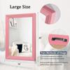 AAZZKANG Rectangle Mirror with Wood Frame Modern Farmhouse Wall Mirrors Decor Large 20"x16" for Bedroom Bathroom Living Room Pink view 2