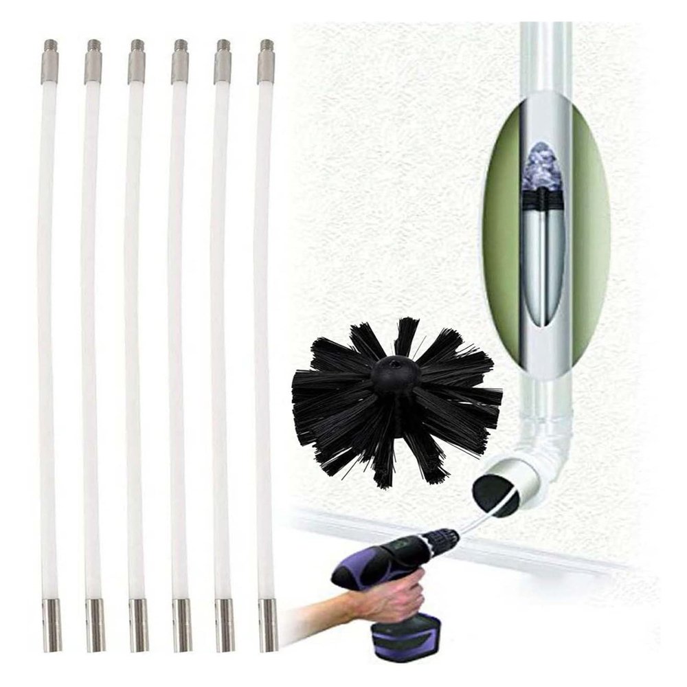 chimney sweep kit Dryer Vent/Duct Brush Cleaning Kit Chimney Cleaning Kit Lint Remover Working With Or Without Drill Includes 6/9/12/15 Flexible Rods + 1 Brush Head+ 1 M8 Thread ( Color : 6 Rods , Siz