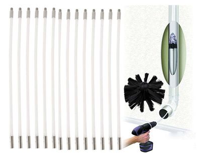chimney sweep kit Dryer Vent/Duct Brush Cleaning Kit Chimney Cleaning Kit Lint Remover Working With Or Without Drill Includes 6/9/12/15 Flexible Rods + 1 Brush Head+ 1 M8 Thread ( Color : 15 Rods , Si