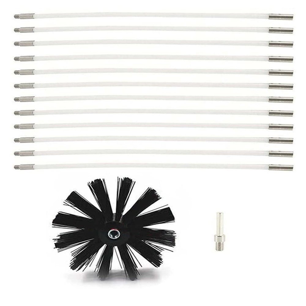 LIYUN Chimney Sweep kit Dryer Vent Cleaner Kit Fireplace Chimney Brush Dryer Vent Cleaning Kit Lint Remover Flexible Sweep Toolkit (Color : 12 Rods, Size : 610mm)