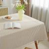 meioro Striped Tablecloth Rectangle Tablecloths Cotton Blend Table Cloth Washable Tabletop Decorative Fabric Table Cover for Kitchen Dinning (Beige, 60 x 120 Inch) view 2