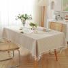 meioro Striped Tablecloth Rectangle Tablecloths Cotton Blend Table Cloth Washable Tabletop Decorative Fabric Table Cover for Kitchen Dinning (Beige, 60 x 120 Inch) view 3