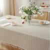 meioro Striped Tablecloth Rectangle Tablecloths Cotton Blend Table Cloth Washable Tabletop Decorative Fabric Table Cover for Kitchen Dinning (Beige, 60 x 120 Inch) view 4