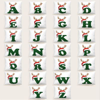 1pc Christmas Hat & Letter Graphic Cushion Cover Without Filler (Color : Multicolor, Size : Small)