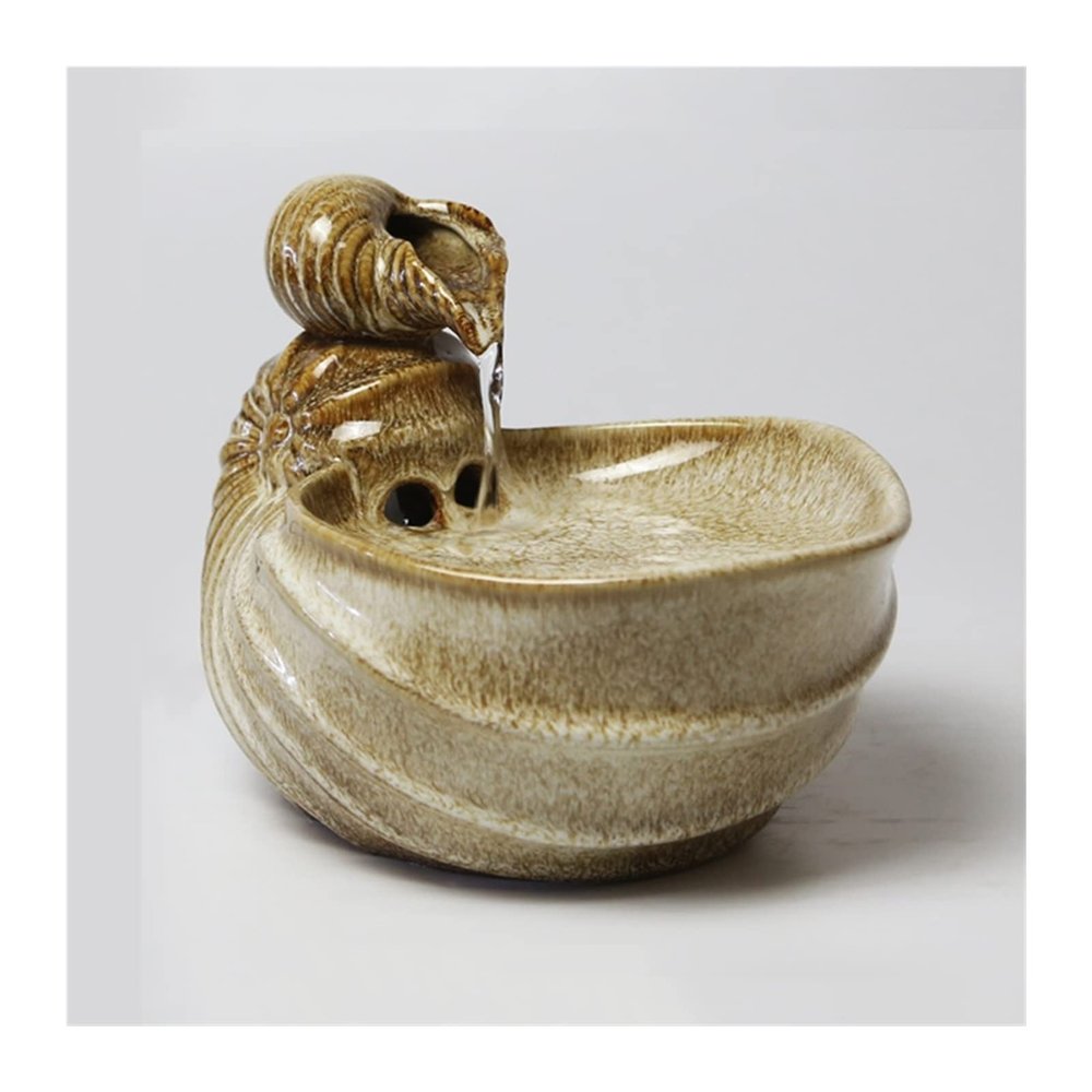 Indoor Tabletop Waterfall Fountain Indoor Tabletop Water Fountain with Conch shape design Desktop Ceramic Flowing Water Fountain Home Living Room Lucky Small Fountain for Desktop Office Decor Meditati