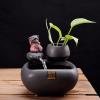 HIHELO Indoor Tabletop Waterfall Fountain Ceramic Lucky Pig Sculpture Indoor Fountain Tabletop Fountain Ceramic Waterfall Tabletop Water Fountain for Office Home Indoor Decoration Meditation Fountain view 3