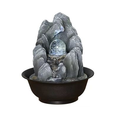 HIHELO Indoor Tabletop Waterfall Fountain Indoor Zen Table Top Water Fountain Waterfall with Rotatable Ball for Table Desk Office Home Bedroom Relaxation 10.6 Inch Desktop Size Meditation Fountain