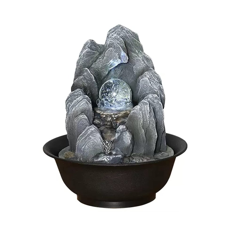 HIHELO Indoor Tabletop Waterfall Fountain Indoor Zen Table Top Water Fountain Waterfall with Rotatable Ball for Table Desk Office Home Bedroom Relaxation 10.6 Inch Desktop Size Meditation Fountain