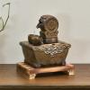 Indoor Tabletop Waterfall Fountain Chinese Ceramic Brave Sculpture Desktop Fountain Indoor Decorative Fountain Desktop Circulating Water Landscape Office Living Room Decoration Meditation Fountain view 4