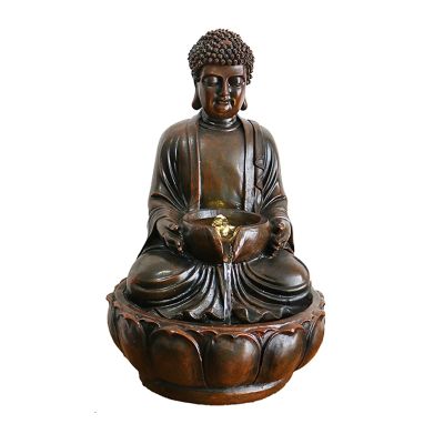 HIHELO Indoor Tabletop Waterfall Fountain Indoor/Outdoor Buddha Tabletop Water Fountain Sitting Buddha Zen Water Fountain - Zen Tabletop Water Fountain for Home Office Decor Meditation Fountain