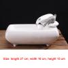 HIHELO Indoor Tabletop Waterfall Fountain White Ceramic Tabletop Fountain Rectangular Ceramic Basin Indoor Fountain Water Fountain for Office Home Decoration Meditation Fountain view 2