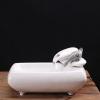 HIHELO Indoor Tabletop Waterfall Fountain White Ceramic Tabletop Fountain Rectangular Ceramic Basin Indoor Fountain Water Fountain for Office Home Decoration Meditation Fountain view 3
