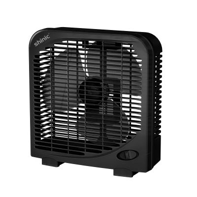 shinic 10" Tabletop Box Fan for Bedroom, 2 Speeds, Quiet Table Fan with Strong Airflow, Energy Efficient Small Box Fan, Portable Kitchen Exhaust Fan for Bedroom Bathroom Office Dorm Workshop, Black